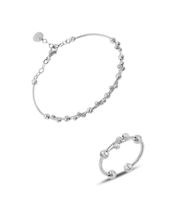 Söğütlü Silver Gümüş dorissa rodyumlu gümüş bilezik ve yüzük gümüş set
