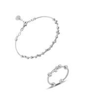 Söğütlü Silver Gümüş dorissa rodyumlu gümüş bilezik ve yüzük gümüş set