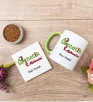 Genetik Mühendisi Yeşil Kupa Bardak Ve Bardak Altlığı Seti