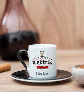 Elektrik Teknisyeni Siyah Türk Kahvesi Fincanı