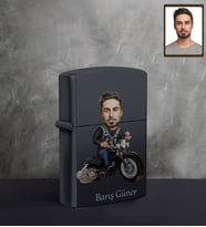 Kişiye Özel Erkek Karikatürlü UV Baskılı Siyah Benzinli Çakmak Model-6