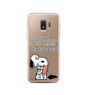 Snoopy Tasarımlı Süper Şeffaf Silikon Telefon Kılıfı Samsung J2 Core