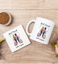 Best Friends İki İsimli Beyaz Kupa Bardak ve Bardak Altlığı