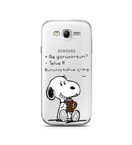 Snoopy Tasarımlı Süper Şeffaf Silikon Telefon Kılıfı Samsung Grand Neo