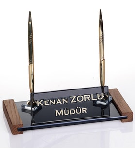 Lizbon Altın Kristal Masa İsimliği Hediye Ofis Masaüstü İsimlik (Siyah)