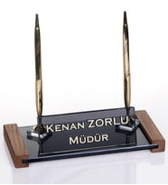Lizbon Altın Kristal Masa İsimliği Hediye Ofis Masaüstü İsimlik (Siyah)