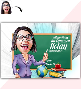 BK Gift Kişiye Özel Bayan Öğretmen Karikatür Baskılı Yaş Pasta İçin Yenilebilir Şekerli Kağıt  1(Sadece Kağıt)