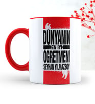 BK Gift Kişiye Özel Dünyanın En İyi Öğretmeni Kırmızı Kupa Bardak  1