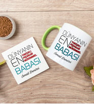 Dünyanın En İyi Babası Yeşil Kupa Bardak Ve Bardak Altlığı Seti