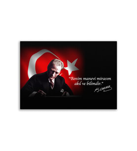 Atatürk Resimli Deri Üzerine Kanvas Tablo 80x130