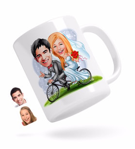 BK Gift Kişiye Özel Evleniyoruz Karikatürlü Beyaz Kupa Bardak-3