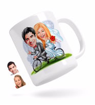BK Gift Kişiye Özel Evleniyoruz Karikatürlü Beyaz Kupa Bardak-3