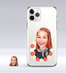 BK Gift Kişiye Özel Bayan Karikatürlü iPhone 11 Pro İnce Şeffaf Silikon Telefon Kapağı-51 (Beyaz)