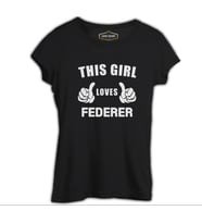 Tenis - Love Federer Siyah Kadın Tshirt