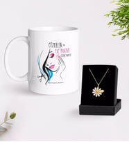 BK Gift Kişiye Özel Güzellik ve Saç Bakımı Öğretmeni Beyaz Kupa ve Papatya Kolye Hediye Seti (Model 1)