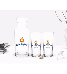 BK Gift Kişiye Özel Renkli Baskılı Antalya Tasarımlı Turistik İkili Rakı Bardağı ve Karaf Hediye Seti-1 (Model 1)