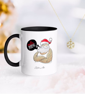 BK Gift Kişiye Özel Noel Baba Siyah Kupa ve Kar Tanesi Kolye-4 (Model 1)