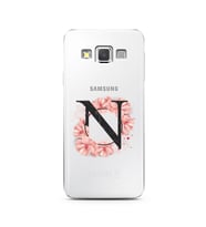Pembe Çiçekli Harf Tasarım Süper Şeffaf Silikon Telefon Kılıfı Samsung A3 (2015)