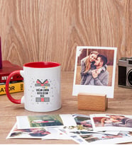 Doğum Günü Hediyesi Kırmızı Kupa Bardak ve Ahşap Standlı Polaroid Set