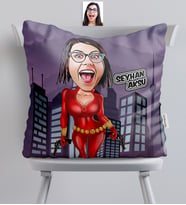 BK Gift Kişiye Özel Şeytan Kadın Karikatürlü  Yastık  1