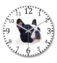 Diamond Bulldog Köpek Pug Duvar Saati Bombeli Gercek Cam