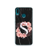 Mermer Çiçekli Harf Tasarım Süper Şeffaf Silikon Telefon Kılıfı Huawei Y9 2019 Ş