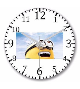 Minion  Duvar   Saati Bombeli Gercek Cam