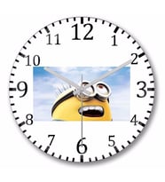 Minion  Duvar   Saati Bombeli Gercek Cam