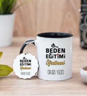 Beden Eğitimi Öğretmeni Siyah Kupa Bardak Ve Anahtarlık Set