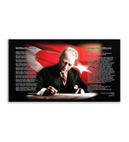 Atatürk Resimli Deri Üzerine Kanvas Tablo 80x130
