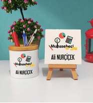 Muhasebeci Kalemlik ve Dekoratif Taş Baskı Seti