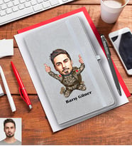 Kişiye Özel Asker Karikatürlü Gri Defter Kalem Hediye Seti Bay-2