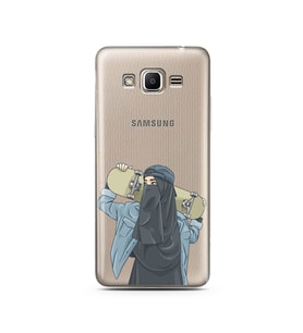 Kaykay Kız Tasarım Süper Şeffaf Silikon Telefon Kılıfı Samsung J2 Prime