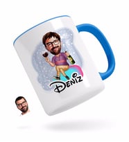 BK Gift Kişiye Özel Erkek Karikatürlü Mavi Kupa Bardak-2