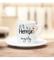 Hemşir Türk Kahvesi Fincanı (Beyaz)
