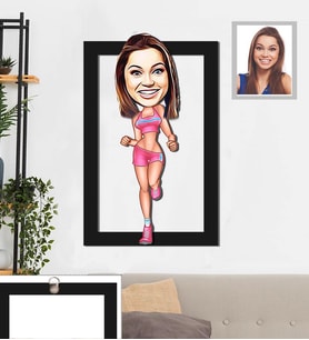 Kişiye Özel Sporcu Karikatürlü 3D Ahşap Tablo 30x47 Bayan-1