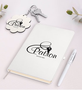 BK Gift Kişiye Özel Patron Beyaz Defter Kalem ve Anahtarlık Hediye Seti-2 (Model 1)