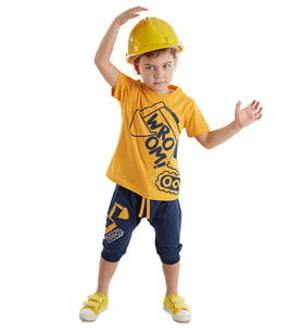 Kepçe Erkek Çocuk T-shirt Kapri Şort Takım