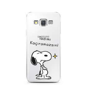 Snoopy Tasarımlı Süper Şeffaf Silikon Telefon Kılıfı Samsung A3 (2015)