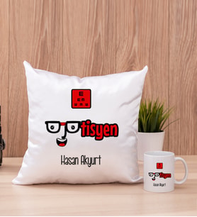 Optisyen Kare Yastık ve Beyaz Kupa Bardak