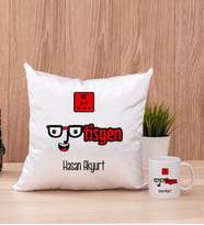 Optisyen Kare Yastık ve Beyaz Kupa Bardak