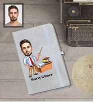 Kişiye Özel Öğretmen Karikatürlü Gri Defter Bay-4