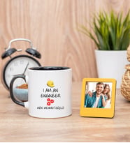 Mühendis Siyah Kupa Bardak ve Sarı Mini Fotoğraf Çerçevesi