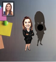 Kişiye Özel Patron Karikatürlü Ahşap Magnet Bayan-24