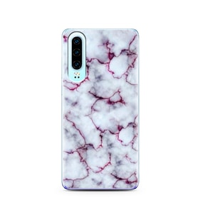 Mor Mermer Tasarımlı Süper Şeffaf Silikon Telefon Kılıfı Huawei P30  