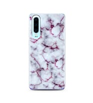 Mor Mermer Tasarımlı Süper Şeffaf Silikon Telefon Kılıfı Huawei P30  