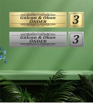 Kişiye Özel Metal Kapı İsimliği ve Kapı Numarası Model-2 (Gümüş)