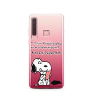 Snoopy Tasarımlı Süper Şeffaf Silikon Telefon Kılıfı Samsung A9 (2018)  