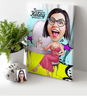BK Gift Kişiye Özel Bayan Karikatür Kanvas Tablo 30x50cm 10