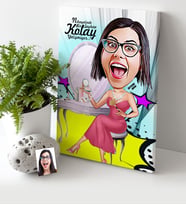BK Gift Kişiye Özel Bayan Karikatür Kanvas Tablo 30x50cm 10